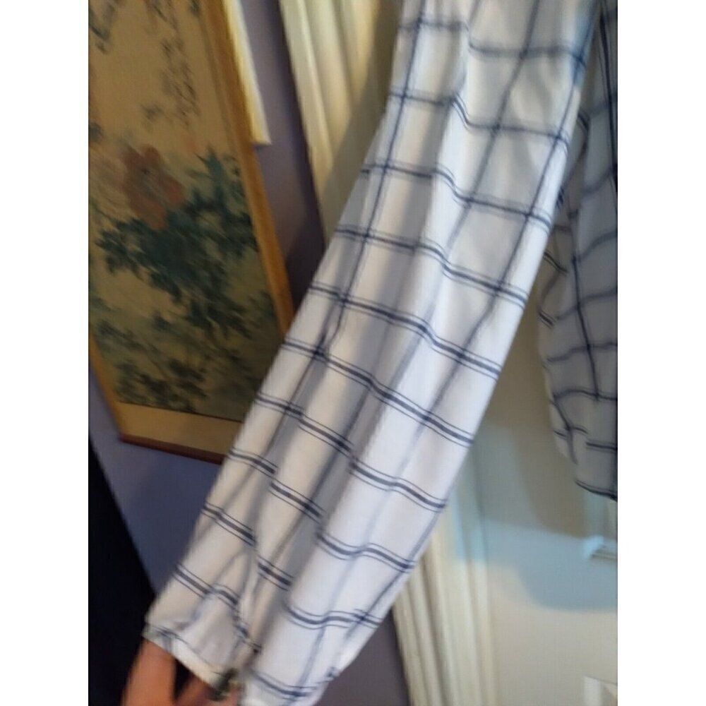 J. Crew Top White Blue Checks Square Ruffled Sz XXL Bust 48 L 23 - Picture 5 of 12